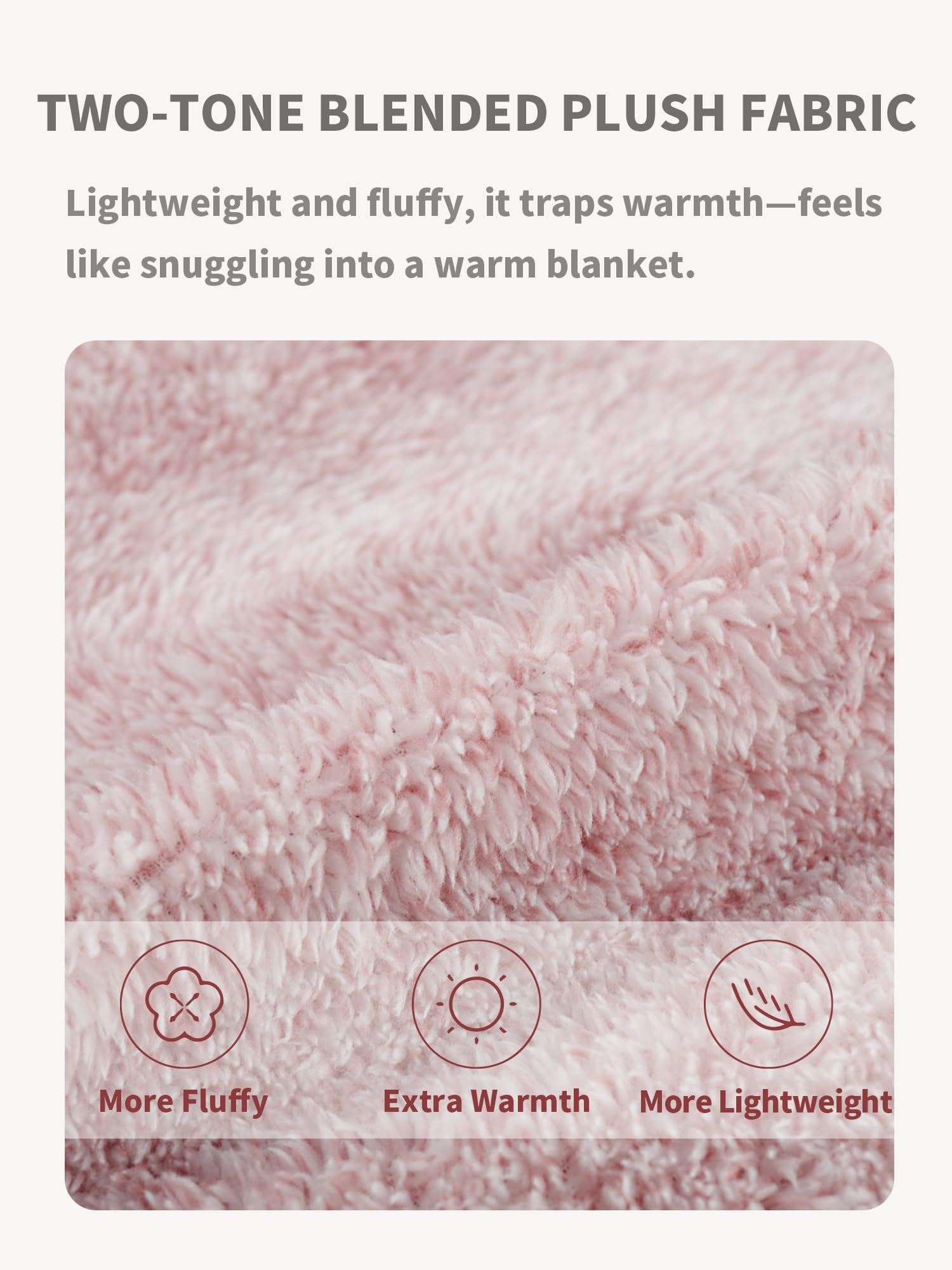 PJGGZ fabric close-up showing two-tone fleece and sherpa texture for breathable warmth