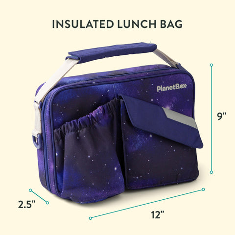 PlanetBox bag interior pockets showing utensil and ice-pack organization for fresher lunches