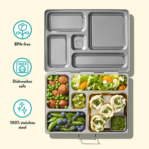 PlanetBox insulated bag exterior with Dino Dig print protecting meals on the go benefit