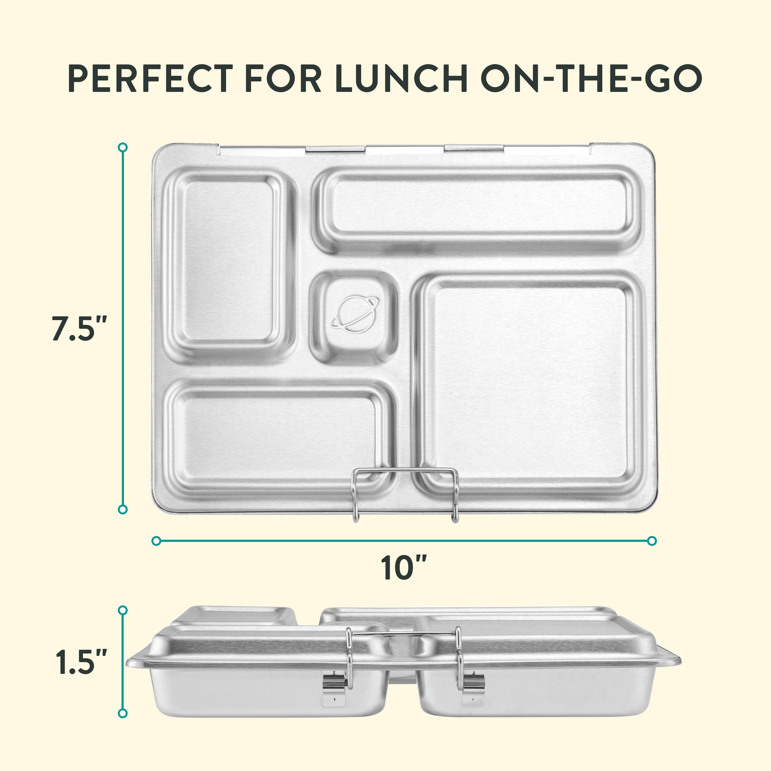 PlanetBox Rover compartment close-up highlighting stainless steel finish and easy scooping