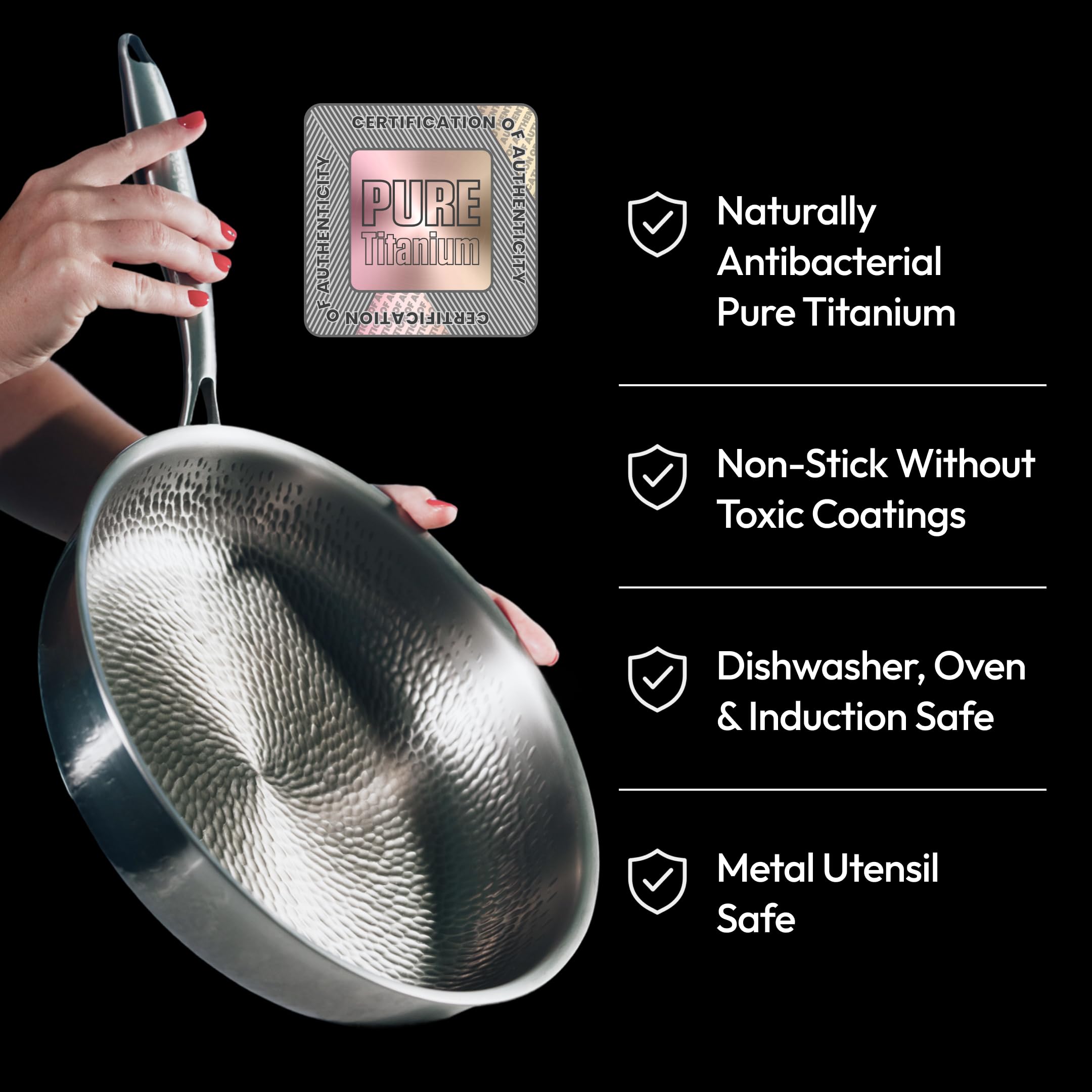 Plateful titanium surface close-up revealing smooth finish benefit: scratch resistance