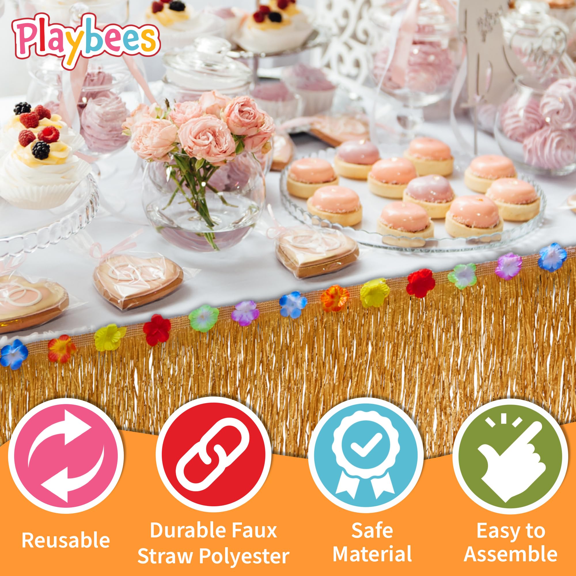 Playbees table in use at luau, instant island atmosphere and easy install