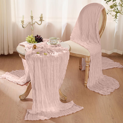 Playieer runner draped on banquet table adding elegant boho vibe