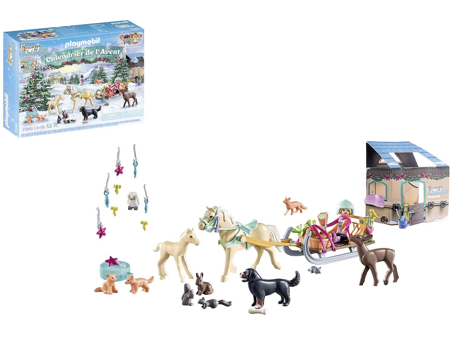 Playmobil front packaging for Christmas Sleigh Ride showing calendar doors and artwork