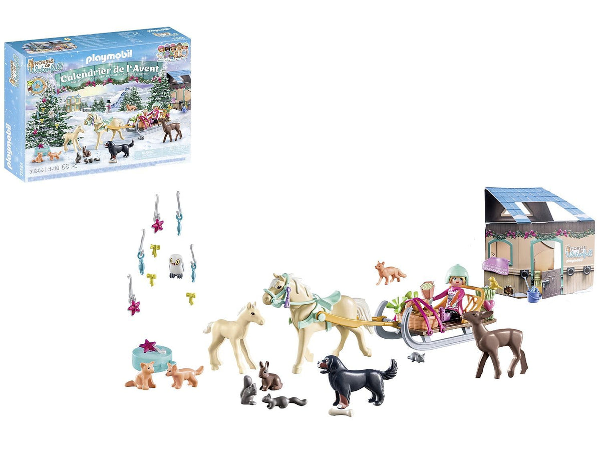 Playmobil front packaging for Christmas Sleigh Ride showing calendar doors and artwork