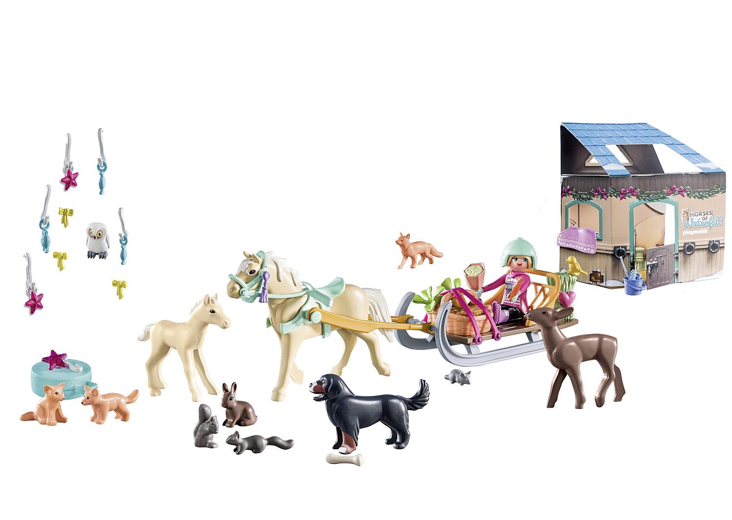 Playmobil pieces beside a child's hands to show scale and encourage interactive play