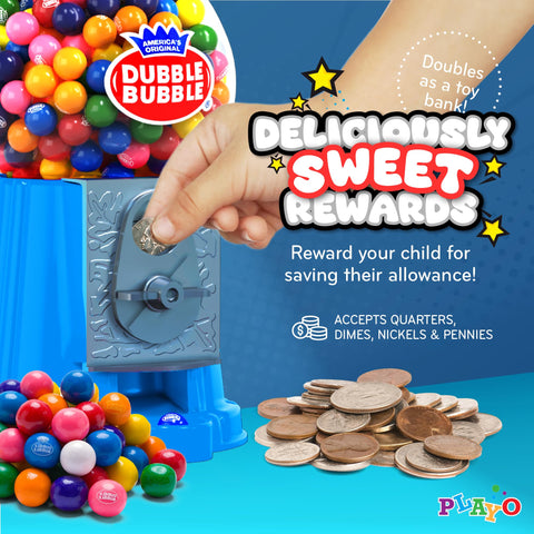 Playo close-up of assorted colorful gumballs highlighting bright flavors benefit