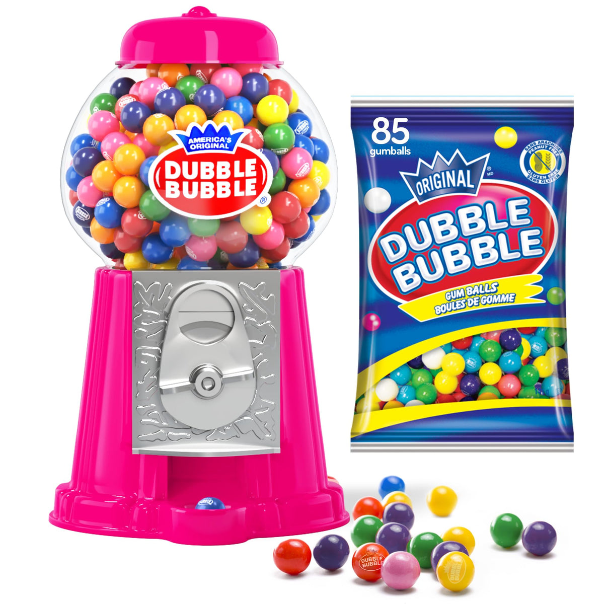 Playo front view of pink gumball machine showing compact design and fun aesthetic