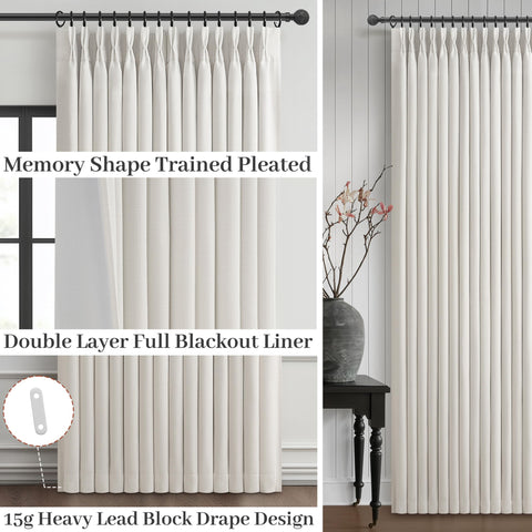 PleatedDrapes rear view showing full blackout lining for room darkening