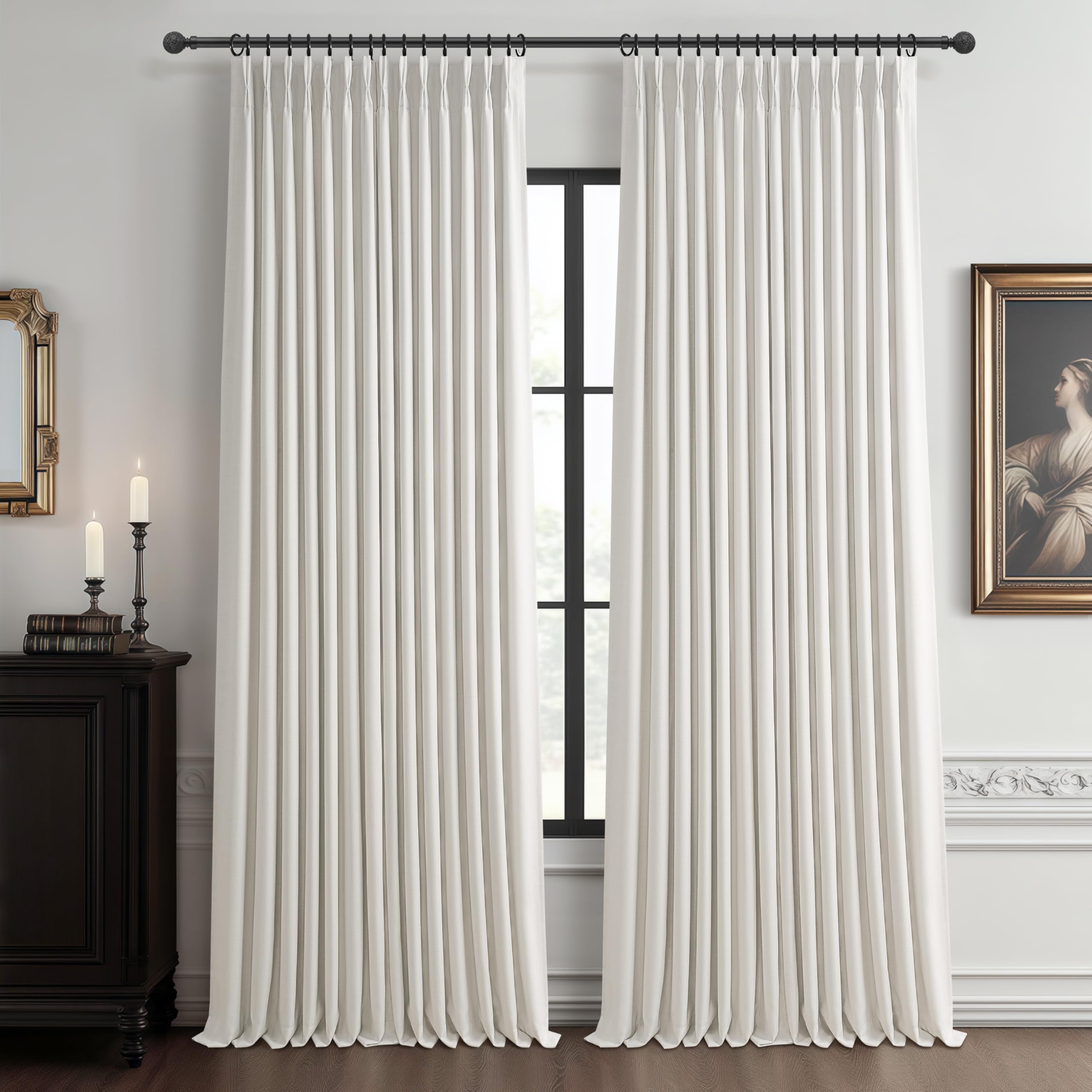 PleatedDrapes front view of two-panel set showing tailored blackout benefit