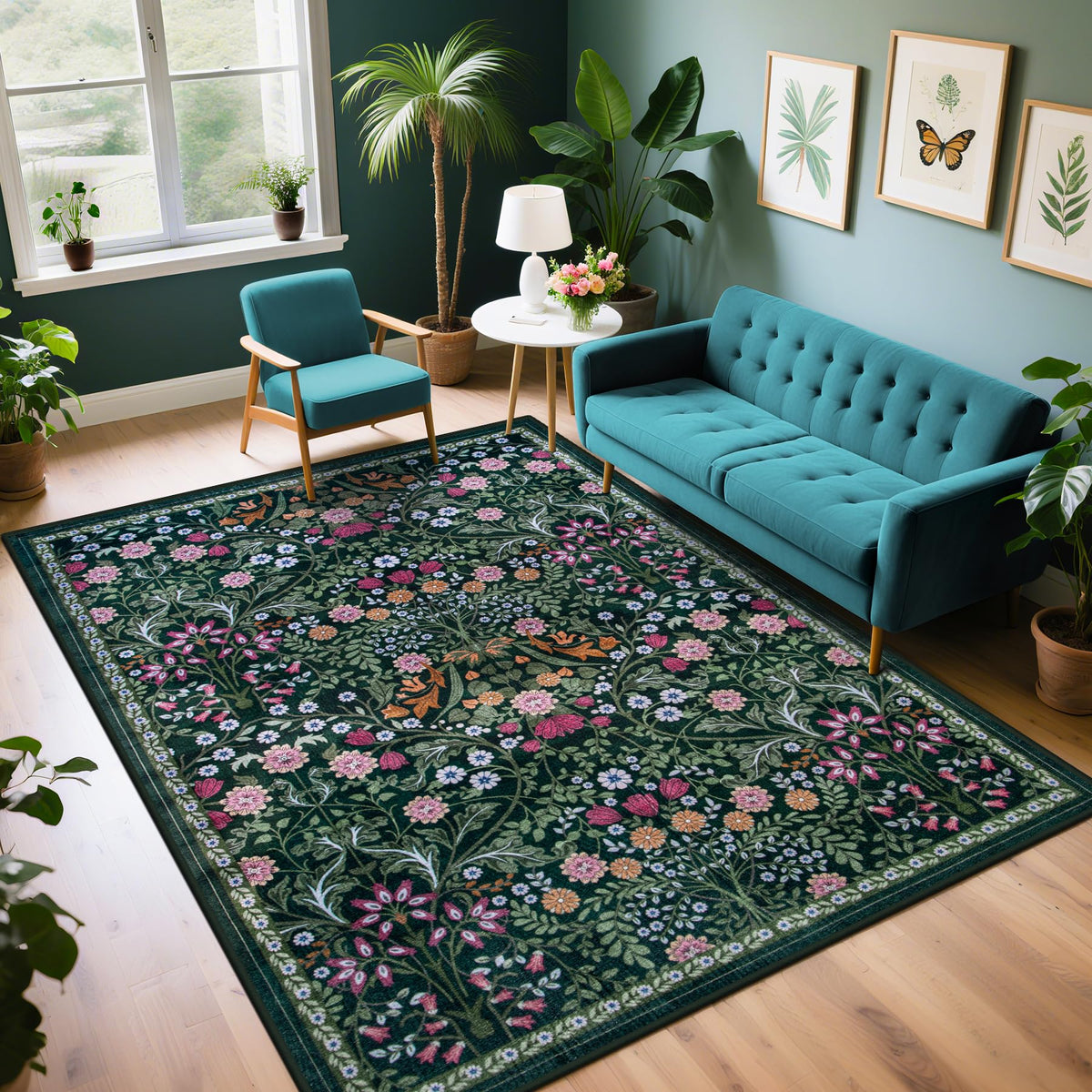 PLHXFR front view of 4x6 floral rug showing full pattern and color benefit