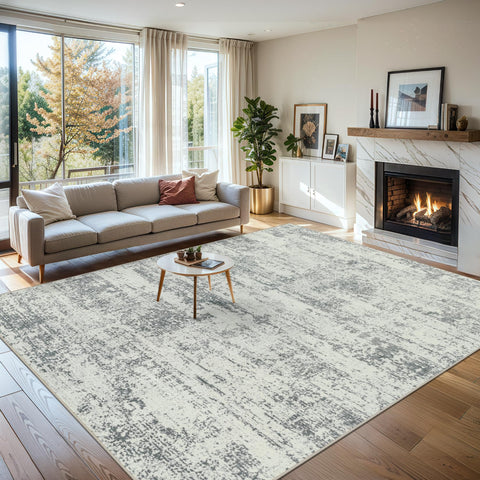 PLHXFR packaged rug with tape measure showing dimensions and easy unboxing