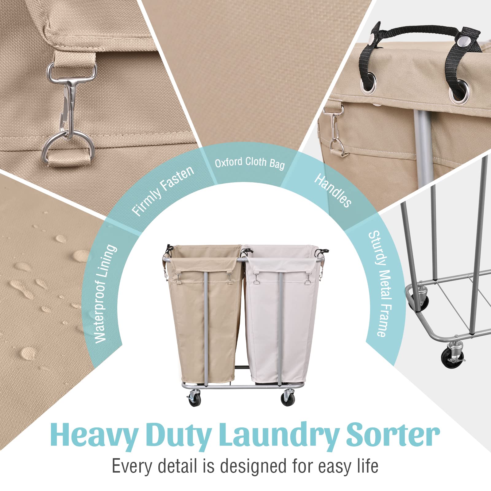 PLKOW laundry sorter filled to scale demonstrating 280L capacity and family convenience