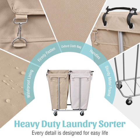 PLKOW laundry sorter filled to scale demonstrating 280L capacity and family convenience