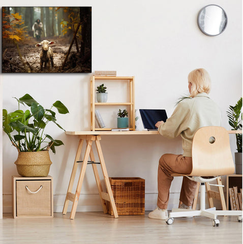 Ploceiny canvas hung in prayer corner, creates peaceful reflective space