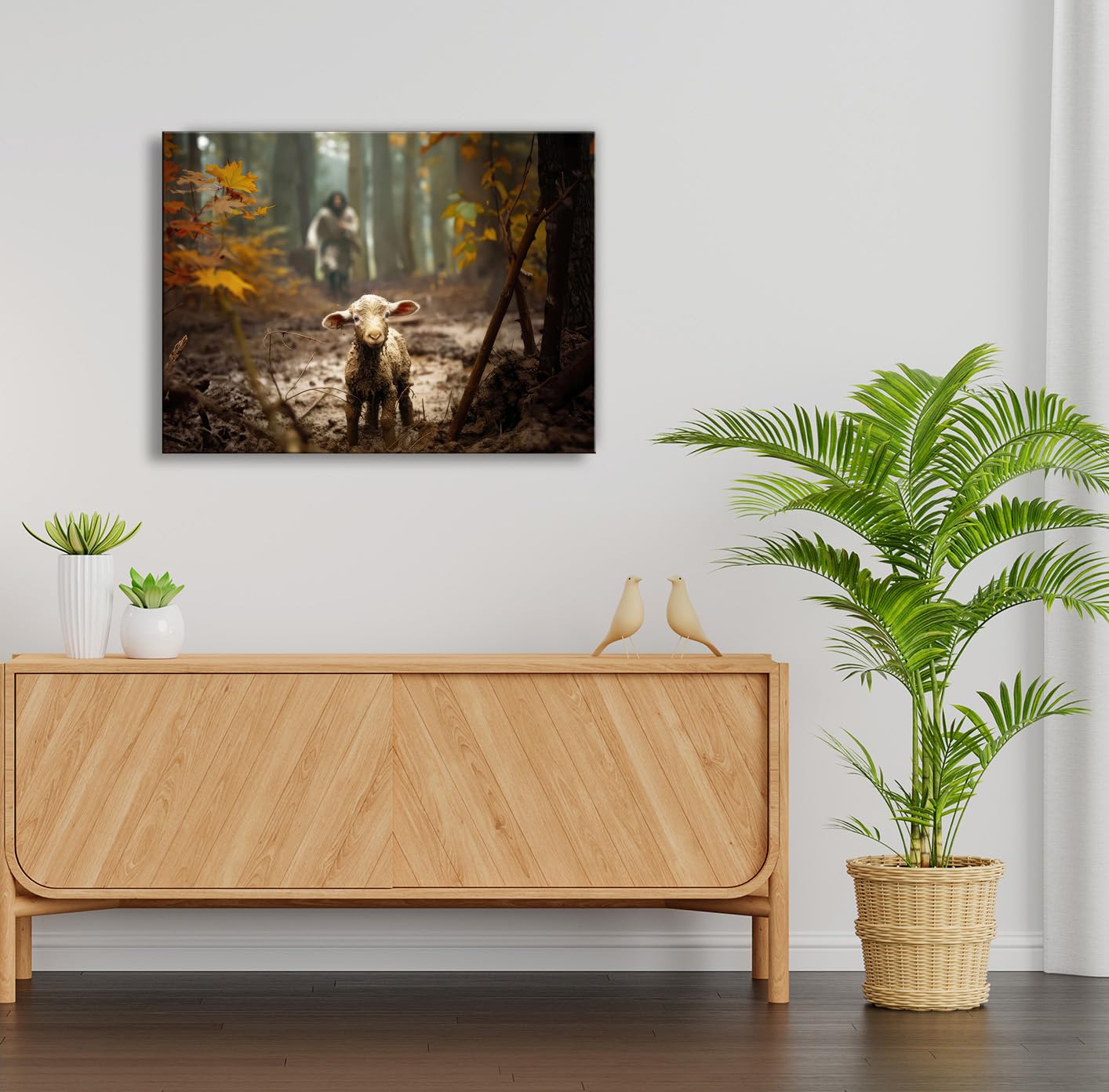 Ploceiny canvas above nursery crib, comforting devotional decor
