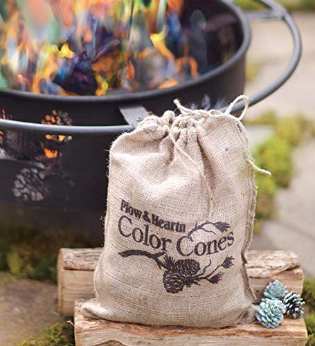 Plow & Hearth burning cone producing blue flame adding colorful fire interest