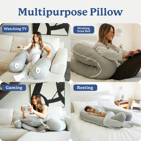 Plufl positioned on a mattress in use showing ergonomic alignment benefits