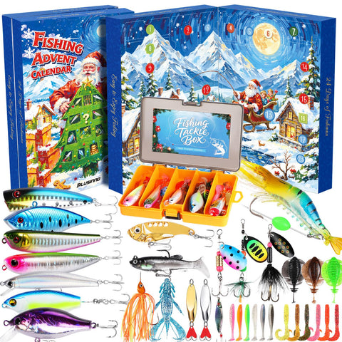 PLUSINNO front packaging showing festive advent calendar and lure windows, great gift appeal