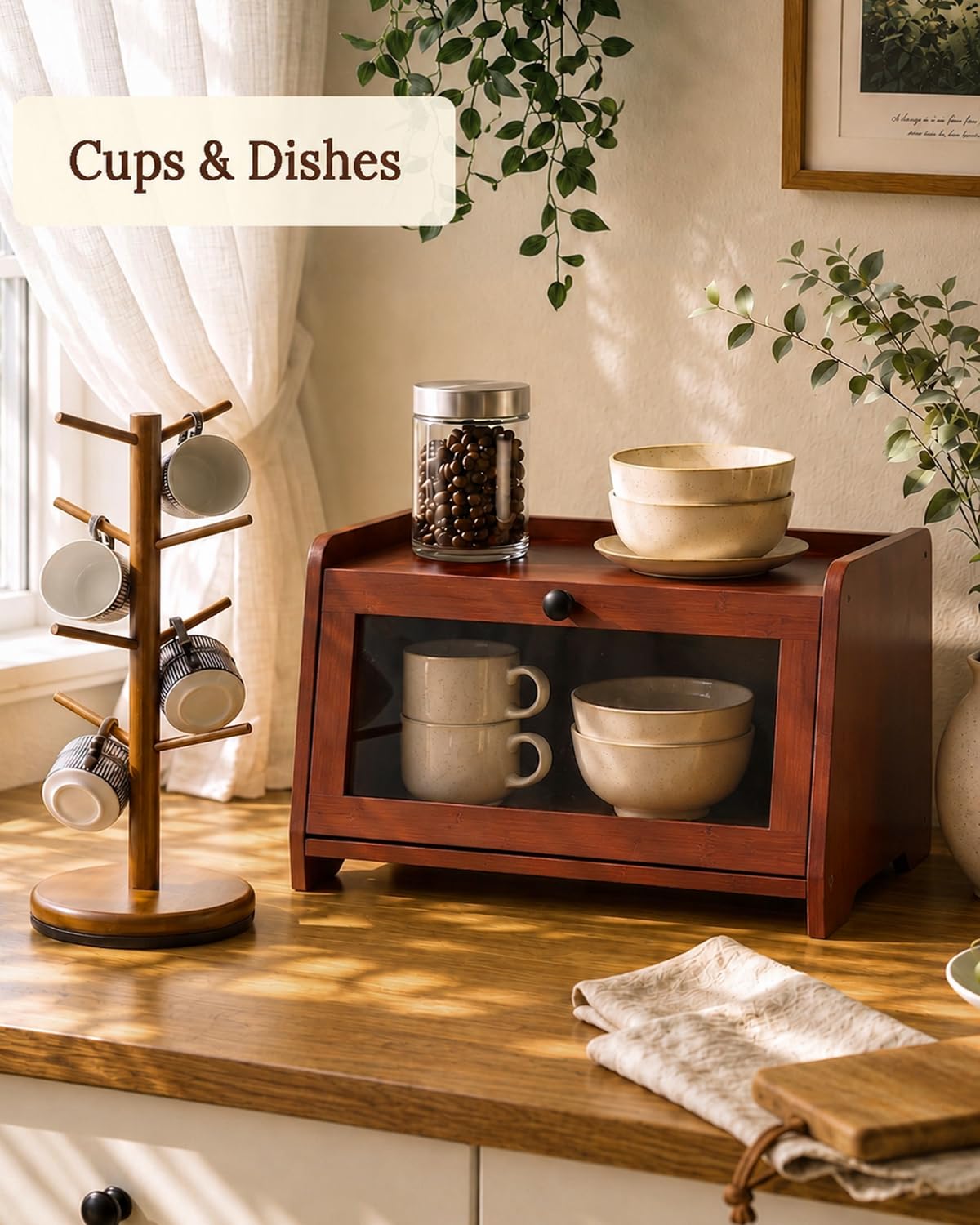 Plusinthebox on kitchen counter styled in a farmhouse setting for décor appeal
