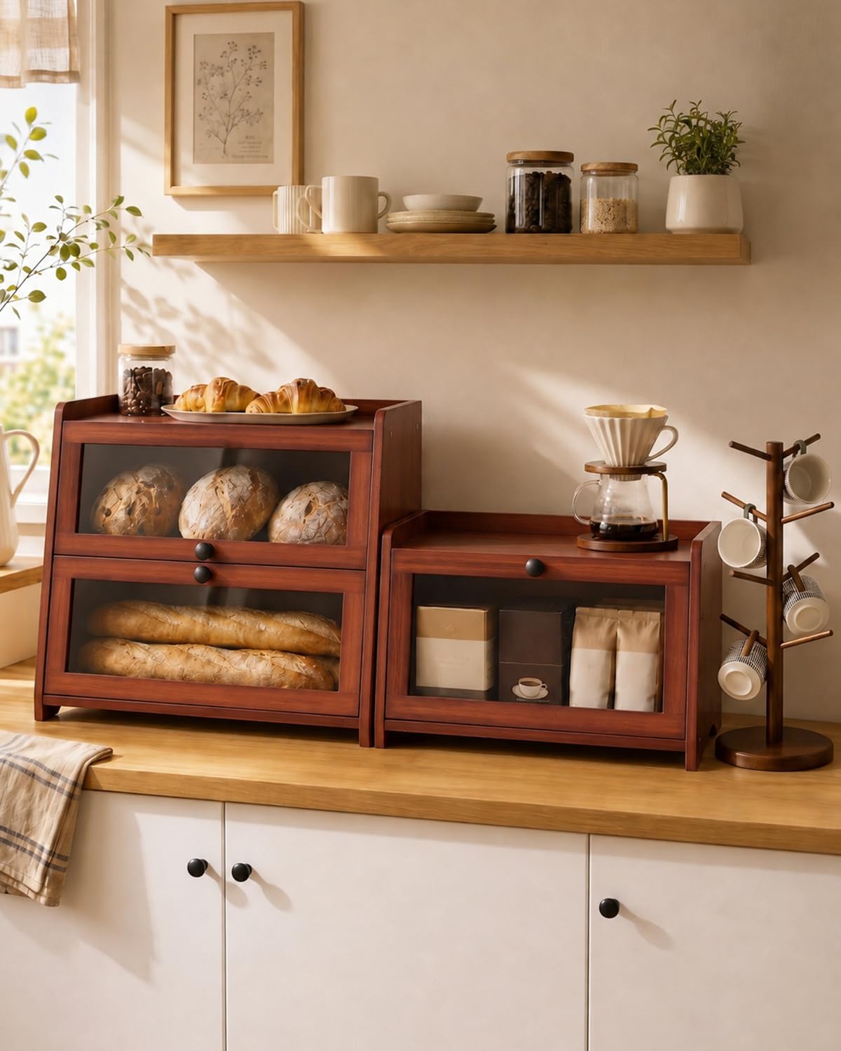 Plusinthebox open door revealing roomy interior for multiple loaves and rolls