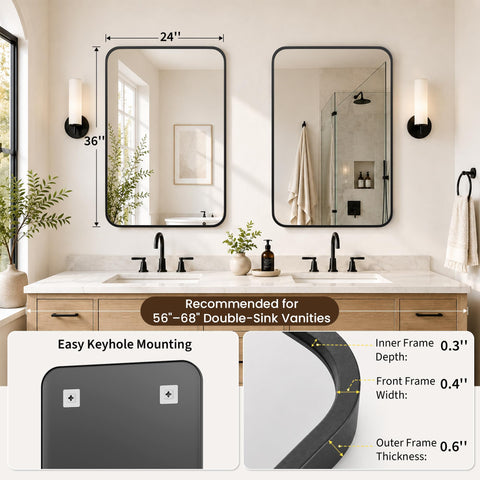 Pocetry mirror next to sink for scale comparison aiding sizing choice