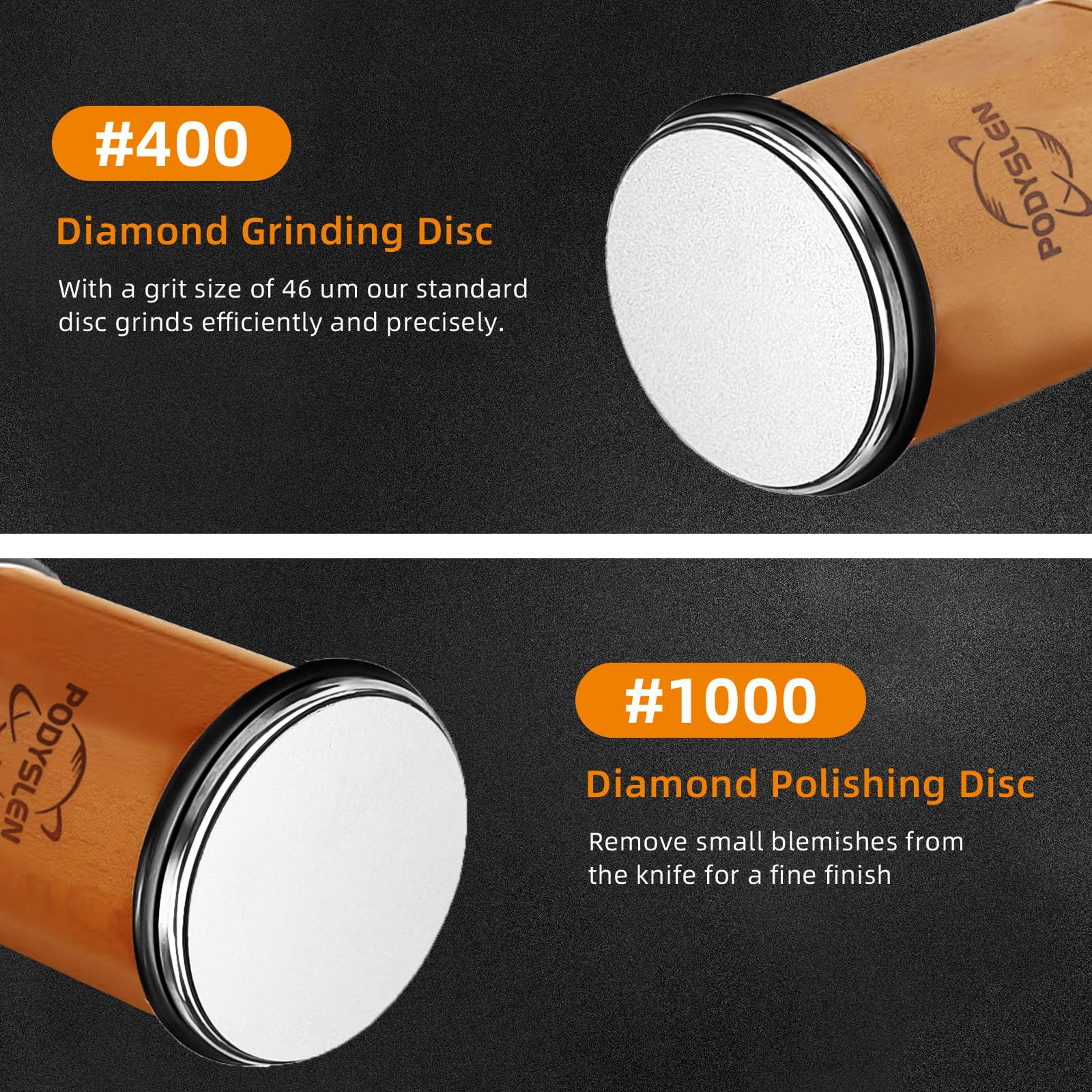 PODYSLEN diamond roller closeup showing grit texture for effective sharpening