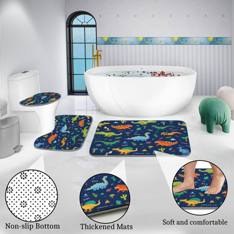 Poedist U-shape contour rug placed around toilet for slip resistance and cozy feet