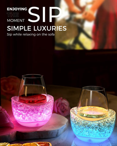 POILOVES LED stand showing color modes for stylish entertaining