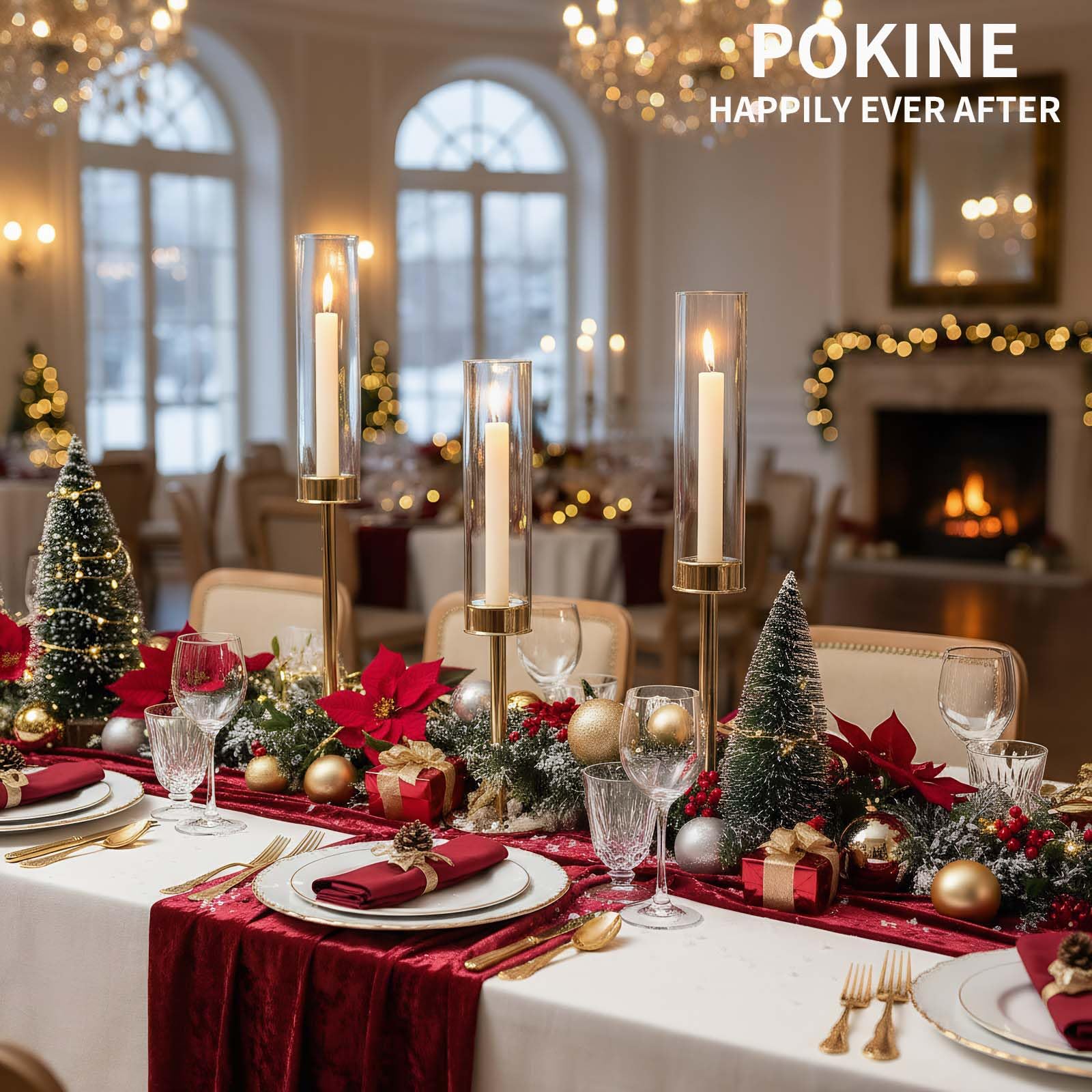 POKINE glass hurricane detail highlighting removable sleeve for easy cleaning