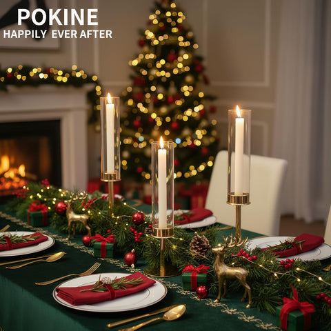 POKINE close-up of a paired candlestick showing secure candle seating benefit