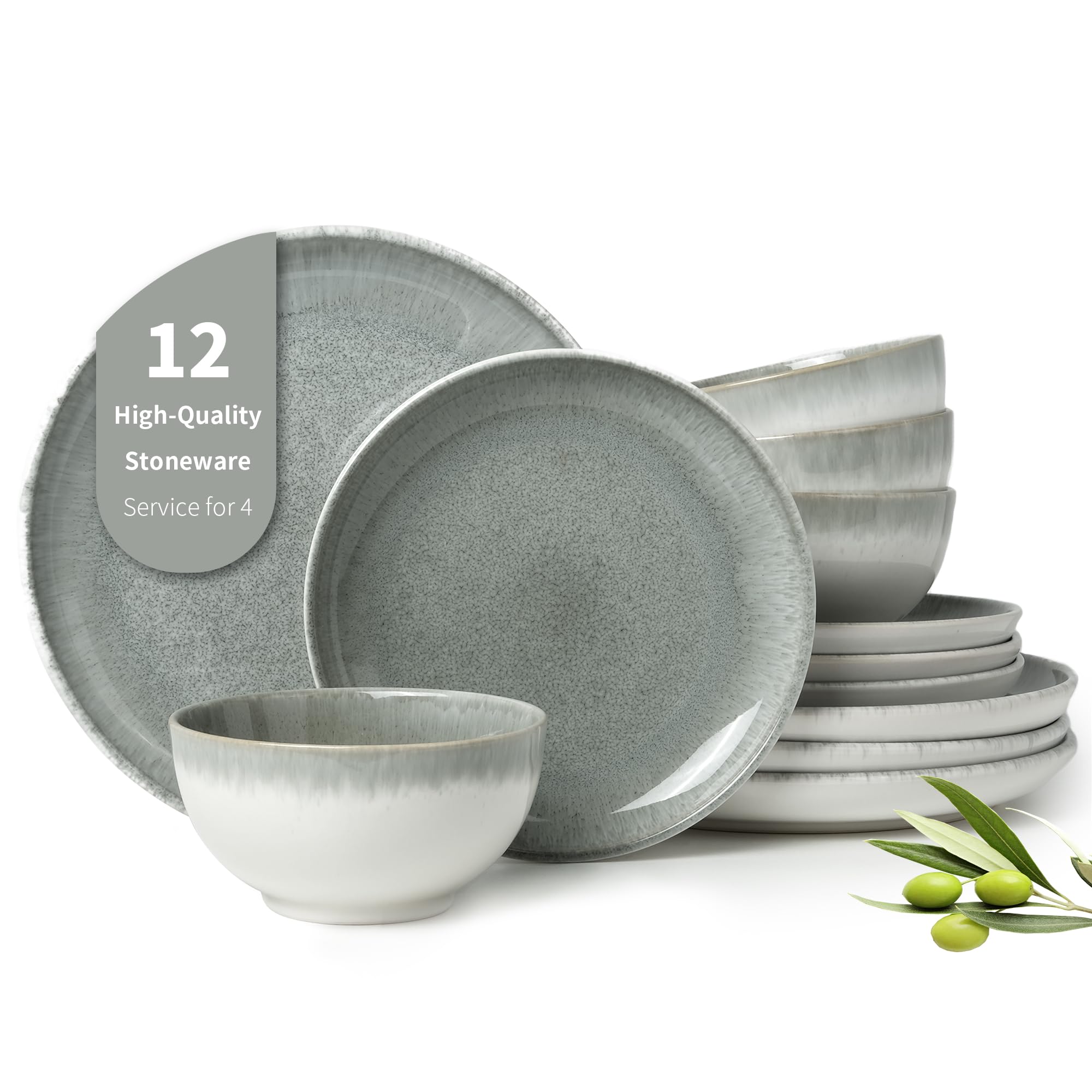 Pokini front view of boxed stoneware set showing complete 12-piece collection benefit
