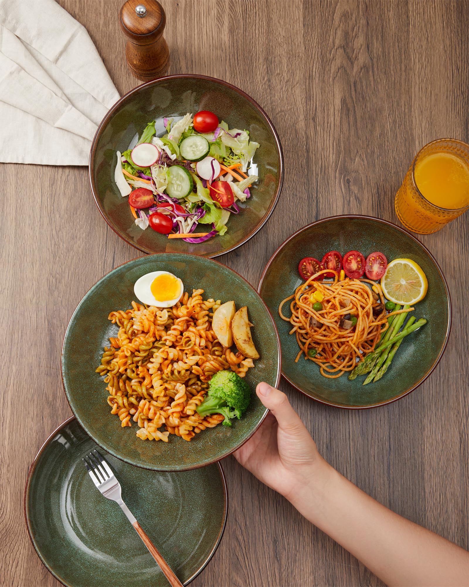 Pokini bowl in use with pasta showing practical depth and easy serving for family meals