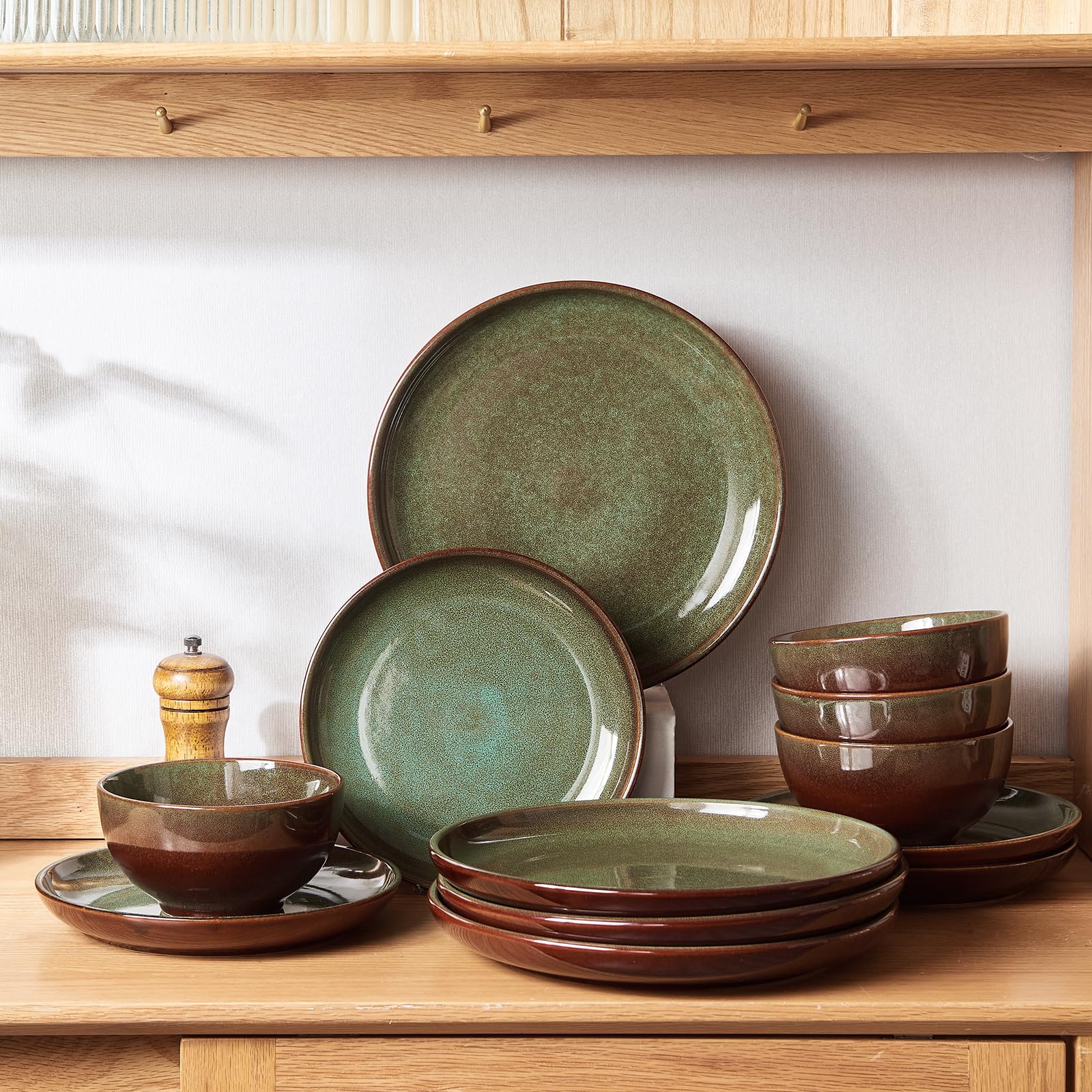 Pokini stacked plates demonstrating space-saving storage and convenient cabinet organization benefit