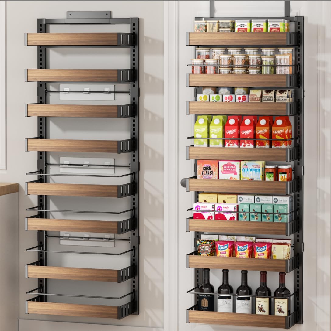 POKIPO front view over-the-door organizer showing eight tiers and neat storage