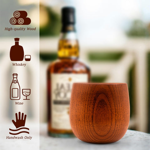 PokShow wooden tumbler in hand demonstrating ergonomic grip and comfort