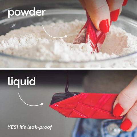 Polygons folded to teaspoon illustrating multi-size measuring ease