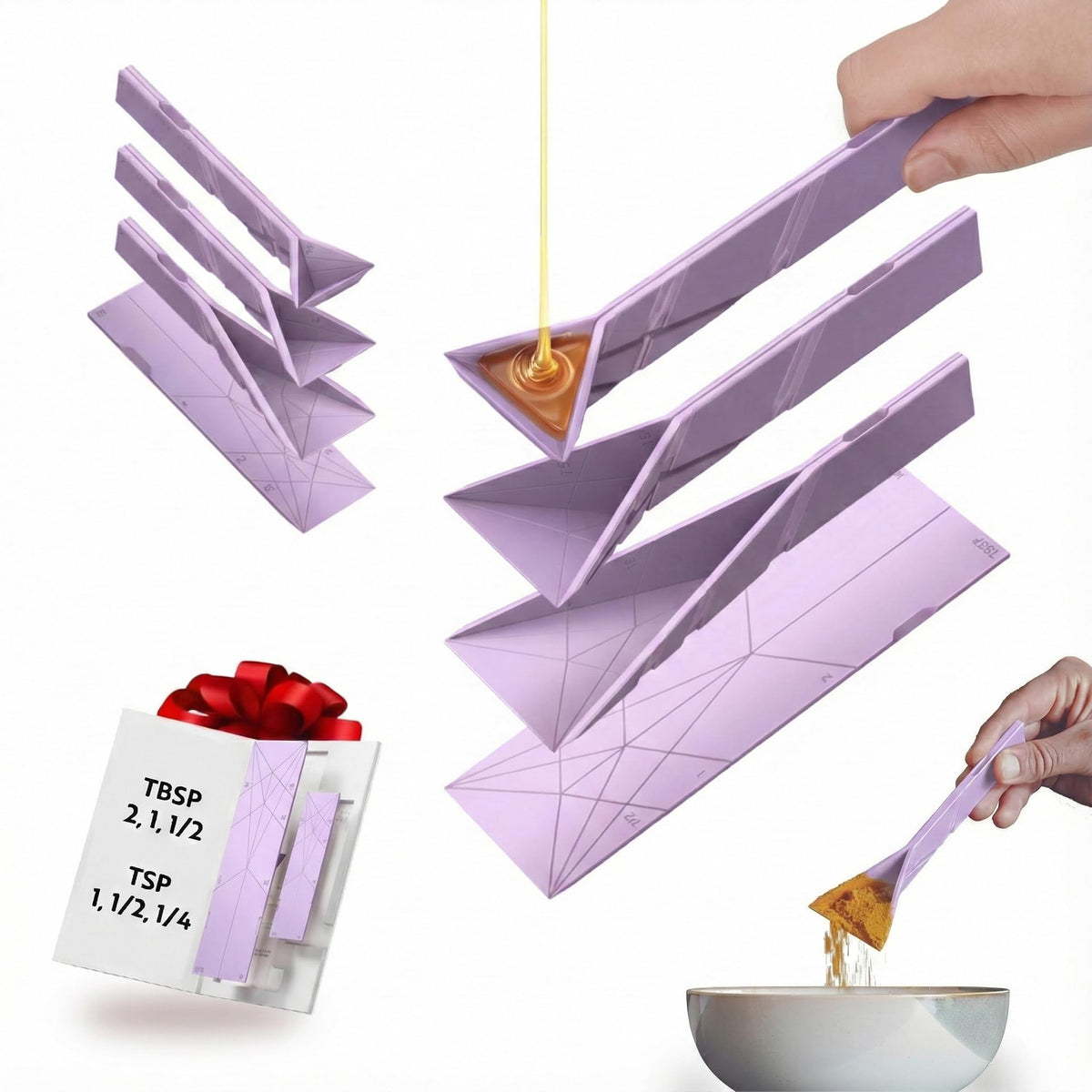 Polygons front packaging with purple spoon showing convenient gift-ready design