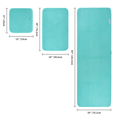POLYTE bath towel flat lay showing waffle texture and fast absorbency benefit