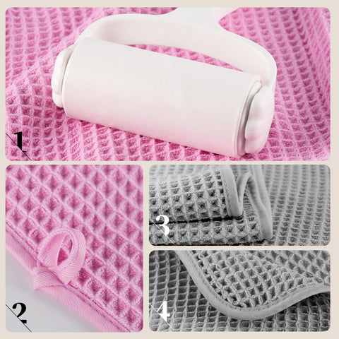 POLYTE towel draped on chair showing 30x60 inch size and coverage