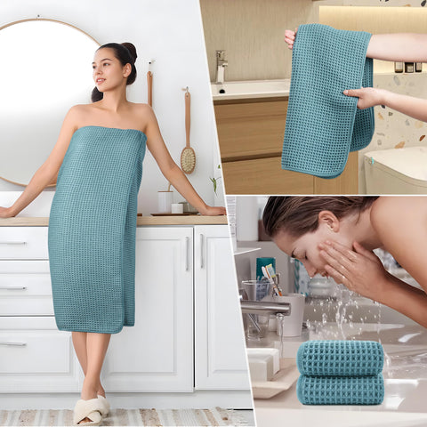 POLYTE towels packed in travel bag demonstrating compact portability
