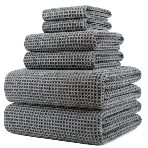 POLYTE front view of full towel set showing neat satin trim and spa look