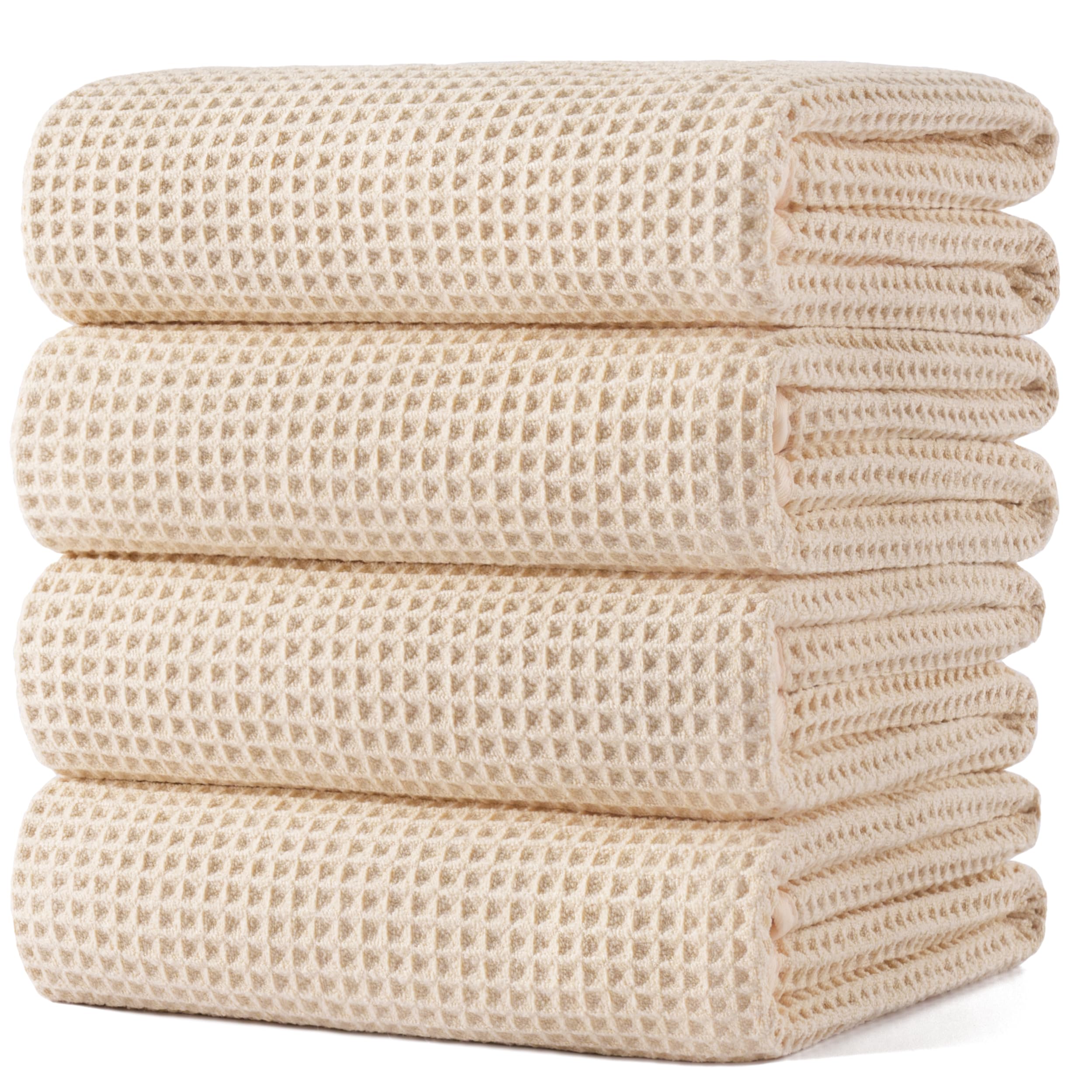 POLYTE waffle towel folded front view showing neatness and compactness