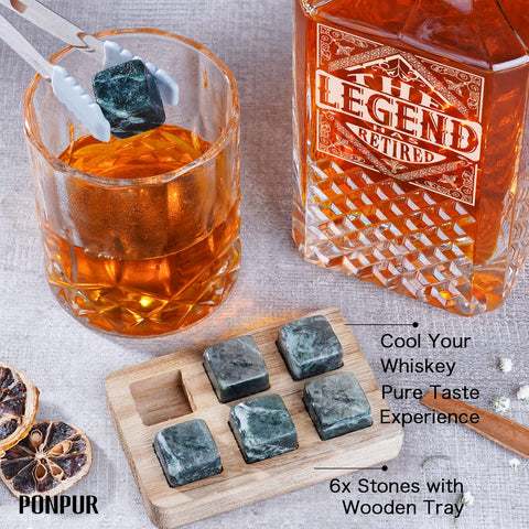 PONPUR decanter mid-pour displaying smooth pour and attractive presentation