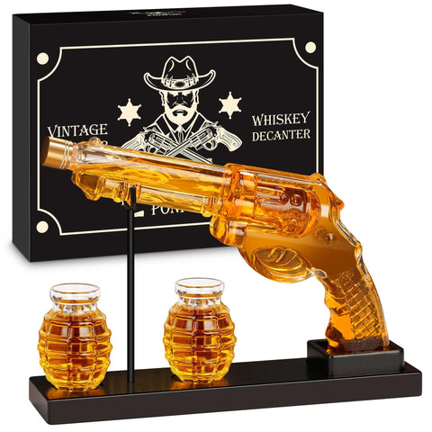 PONPUR revolver decanter front view showing elegant silhouette and display appeal