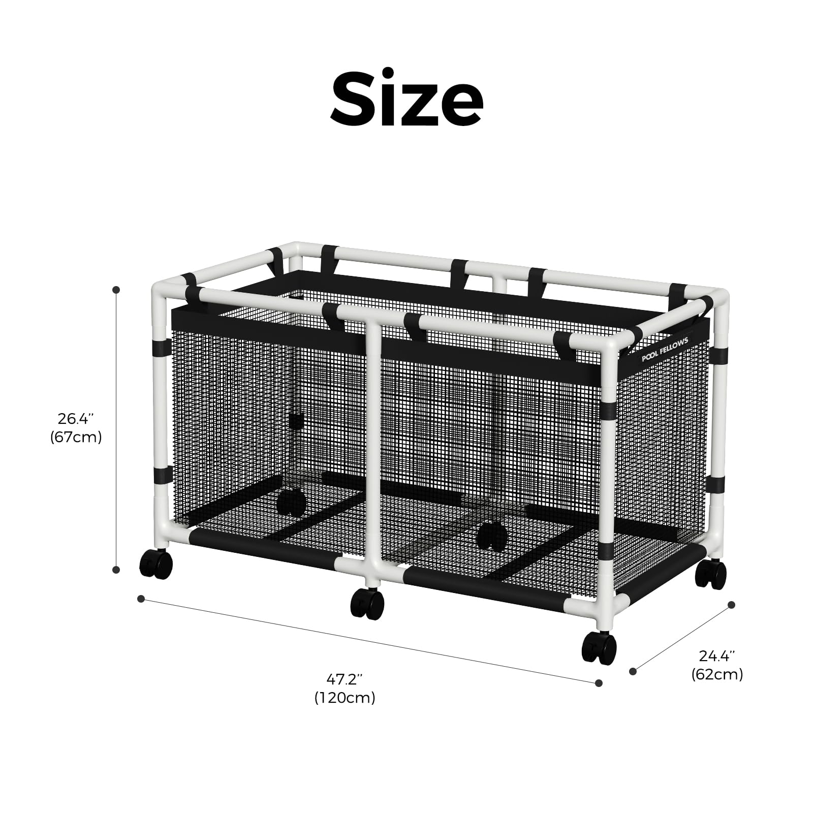 POOL FELLOWS folded collapsed bin for compact off-season storage benefit