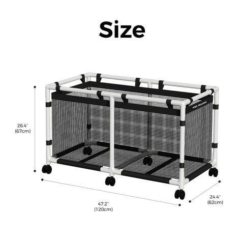 POOL FELLOWS folded collapsed bin for compact off-season storage benefit