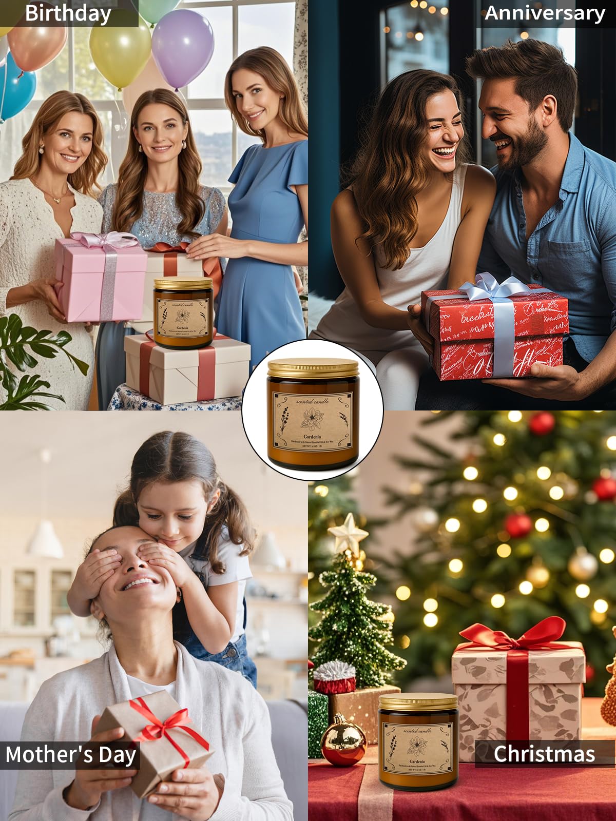 POOTES candle in kraft gift box with gold lid ready for gifting and presentation