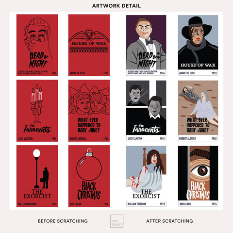 Pop Chart Lab framed poster on a living room wall, offers stylish horror decor inspiration