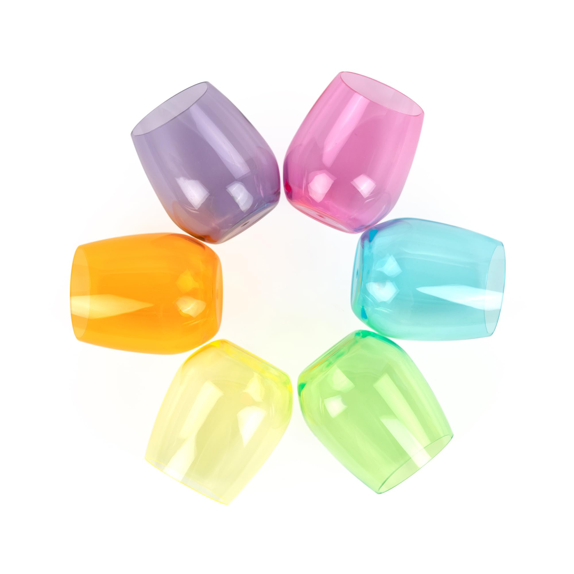 pop design front set of six acrylic wine glasses showing durability and style
